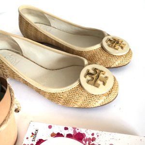 TORY BURCH Flats Raffia Straw Reva Ballet Flats